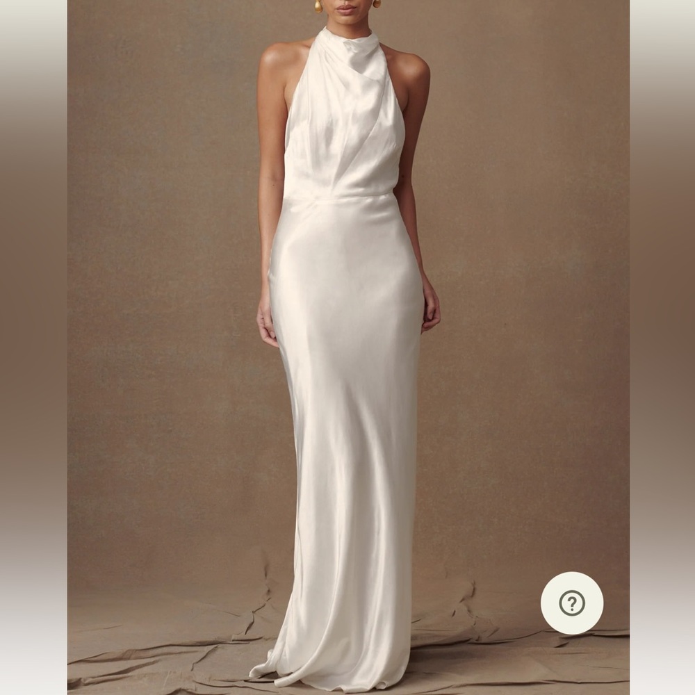 Iridescent Satin Cowl Maxi Dress - Ivory
